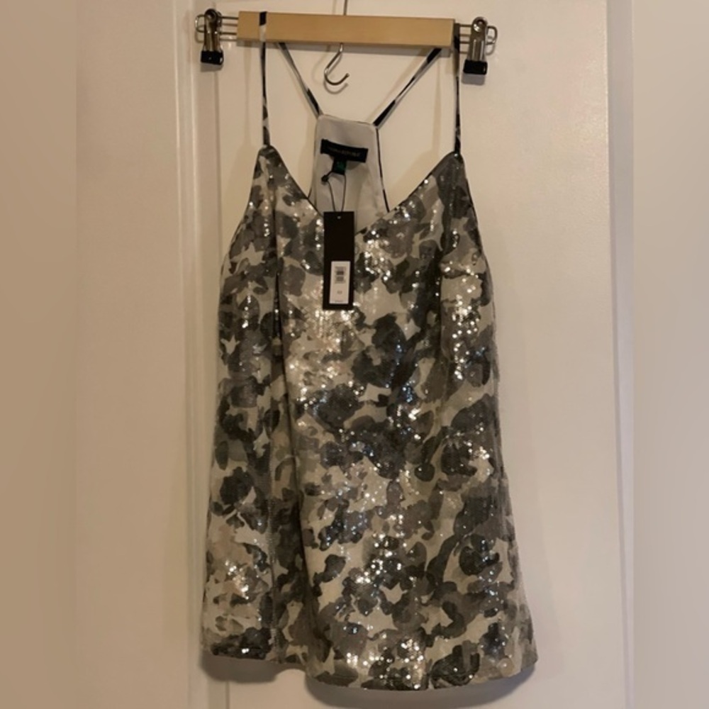 Banana Republic Sequin Floral Camo Print Cami Racerback Tank Top XS NWT